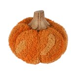 Dekoratief | Deco pompoen, oranje/naturel, stof/hout, 9x9x8cm | A258108