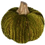 Dekoratief | Deco pompoen, groen/naturel, stof/hout, 12x12x10cm | A258110
