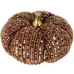 Dekoratief | Pompoen m/pailletten, bordeaux, stof, 15x15x13cm | A258114