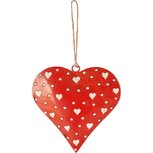 Dekoratief | Hanger hart 'Kerry Work', rood/wit, metaal, 10x1x10cm | A258154