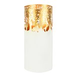 Dekoratief | Windlicht 'Wild Forest', wit/goud, metaal, 13x13x30cm | A258194 Dekoratief | Windlicht 'Wild Forest', wit/goud, metaal, 13x13x30cm | A258194