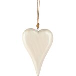 Dekoratief | Hanger hart, wit, hout/email, 12x20x3cm | A258235