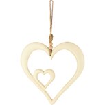 Dekoratief | Hanger hart m/kralen, wit, aluminium, 12x12cm | A258274