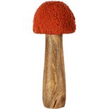 Dekoratief | Paddenstoel 'Teddy', oranje, hout/stof, 8x8x20cm | A258275