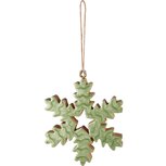 Dekoratief | Hanger sneeuwvlokje, groen, hout/email, 12x12x2cm | A258301