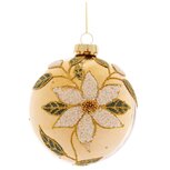 Dekoratief | Hanger bal m/bloem, goud, glas, 8x8x8cm | A259018