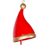 Dekoratief | Hanger kerstmuts m/bel, rood/goud, metaal, 17x11x26cm | A259033