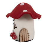 Clayre & Eef | Vilten Huis Wit Rood 20x20x18 cm | 66293 Clayre & Eef | Vilten Huis Wit Rood 20x20x18 cm | 66293