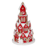 Clayre & Eef | Decoratie Huis met LED Rood Wit ø 13x22 cm / 3xAAA | 6PR5609 Clayre & Eef | Decoratie Huis met LED Rood Wit ø 13x22 cm / 3xAAA | 6PR5609