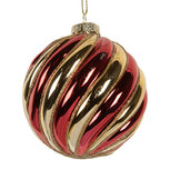 Clayre & Eef | Kerstbal Goudkleurig Rood ø 8x8 cm | 6GL5136 Clayre & Eef | Kerstbal Goudkleurig Rood ø 8x8 cm | 6GL5136