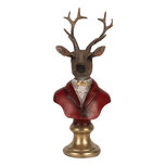 Clayre & Eef | Kerstdecoratie Beeld Rendier Bruin Rood 10x9x19 cm | 6PR5518 Clayre & Eef | Kerstdecoratie Beeld Rendier Bruin Rood 10x9x19 cm | 6PR5518