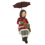 Clayre & Eef | Decoratie Kind met Hond Rood Bruin 10x7x19 cm | 6PR5523 Clayre & Eef | Decoratie Kind met Hond Rood Bruin 10x7x19 cm | 6PR5523