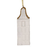 Clayre & Eef | Decoratie hanger Huisje Wit Goudkleurig 4x4x11 cm | 6PR5611 Clayre & Eef | Decoratie hanger Huisje Wit Goudkleurig 4x4x11 cm | 6PR5611