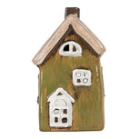 Clayre & Eef | Decoratie Huisje Groen Beige 9x7x15 cm | 6CE2196 Clayre & Eef | Decoratie Huisje Groen Beige 9x7x15 cm | 6CE2196