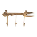 Clayre & Eef | Wandkapstok 3 haken Goudkleurig 18x4x9 cm | 6Y5897 Clayre & Eef | Wandkapstok 3 haken Goudkleurig 18x4x9 cm | 6Y5897