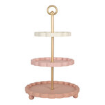 Clayre & Eef   | Etagère Roze Wit ø 30x50 cm | 6H2458