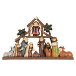 Clayre & Eef | Kerstdecoratie Kerstgroep Bruin Rood 32x5x20 cm | 6PR5895 Clayre & Eef | Kerstdecoratie Kerstgroep Bruin Rood 32x5x20 cm | 6PR5895