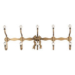 Clayre & Eef | Wandkapstok 5 haken Goudkleurig Wit 50x7x17 cm | 6Y5956 Clayre & Eef | Wandkapstok 5 haken Goudkleurig Wit 50x7x17 cm | 6Y5956