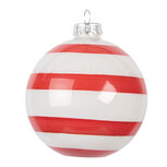 Clayre & Eef   | Kerstbal Rood Wit ø 8x8 cm | 6GL5131