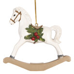 Clayre & Eef | Decoratie Hanger Hobbelpaard Wit Groen 12x4x11 cm | 6PR5903 Clayre & Eef | Decoratie Hanger Hobbelpaard Wit Groen 12x4x11 cm | 6PR5903