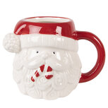 Clayre & Eef | Mok Wit Rood 15x11x11 cm / 500 ml | 6CEMU0227 Clayre & Eef | Mok Wit Rood 15x11x11 cm / 500 ml | 6CEMU0227