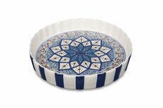 Quicheschaal taartvorm Shebka serveerschaal handgemaakt Ø 24 rond blauw wit | QU.SH.30 | Dishes & Deco Quicheschaal taartvorm Shebka serveerschaal handgemaakt Ø 24 rond blauw wit | QU.SH.30 | Dishes & Deco