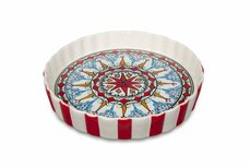 Quicheschaal taartvorm Mehari serveerschaal handgemaakt Ø 24 rond rood blauw | QU.ME.30 | Dishes & Deco Quicheschaal taartvorm Mehari serveerschaal handgemaakt Ø 24 rond rood blauw | QU.ME.30 | Dishes & Deco