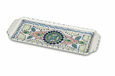 Cake schaal Pavo serveerschaal handgemaakt 35 x 14 cm pauw groen blauw | CP.PA.30 | Dishes & Deco Cake schaal Pavo serveerschaal handgemaakt 35 x 14 cm pauw groen blauw | CP.PA.30 | Dishes & Deco
