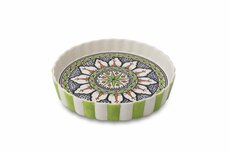 Quicheschaal taartvorm Azis serveerschaal handgemaakt Ø 24 groen oranje | QU.AZ.30 | Dishes & Deco Quicheschaal taartvorm Azis serveerschaal handgemaakt Ø 24 groen oranje | QU.AZ.30 | Dishes & Deco