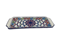 Cake schaal Naoura serveerschaal handgemaakt 35 x 14 cm groen rood blauw | CP.NA.30 | Dishes & Deco Cake schaal Naoura serveerschaal handgemaakt 35 x 14 cm groen rood blauw | CP.NA.30 | Dishes & Deco