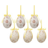 Clayre & Eef   | Decoratie Hanger Ei (set 6) Meerkleurig ø 7x10 cm | 65908