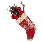Clayre & Eef   | Decoratie Kerstsok Rood Wit 25x6x66 cm | 5Y1381