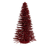 Clayre & Eef   | Decoratie Kerstboom Rood Goudkleurig ø 17x30 cm | 66319R