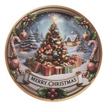 Clayre & Eef   | Onderbord Grijs Rood ø 33x1 cm | 66398