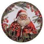 Clayre & Eef   | Onderbord Wit Rood ø 40x1 cm | 66403