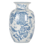 Clayre & Eef   | Vaas Wit Blauw ø 14x23 cm | 6CE2100