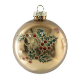 Clayre & Eef   | Kerstbal Goudkleurig Groen ø 8x8 cm | 6GL5134