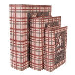 Clayre & Eef   | Doos in boekvorm (3) Bruin Rood 27x22x7 / 22x17x6 / 18x13x4 cm | 6H2465