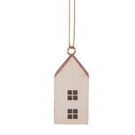 Clayre & Eef   | Decoratie hanger Huis Wit Rood 3x3x6 cm | 6H2464