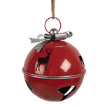 Clayre & Eef   | Bel Decoratief Rood Zilverkleurig ø 24x28 cm | 6Y5902