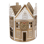 Clayre & Eef   | Theelichthouder Goudkleurig Wit ø 18x22 cm | 6Y5904