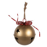 Clayre & Eef   | Bel Decoratief Goudkleurig Rood ø 24x30 cm | 6Y5907