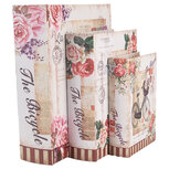 Clayre & Eef   | Opbergdoos Beige Roze (3) 27x22x7 / 22x17x6 / 17x12x4 cm | 66254