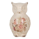 Clayre & Eef   | Decoratie Beeld Uil Beige Roze 13x12x22 cm | 6CE1961L