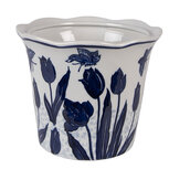 Clayre & Eef   | Bloempot Binnen Wit Blauw ø 21x16 cm | 6CE2379