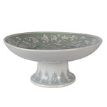 Clayre & Eef   | Taartplateau op voet Wit Groen ø 26x13 cm | 6CE2381