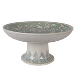 Clayre & Eef   | Taartplateau op voet Wit Groen ø 32x15 cm | 6CE2382