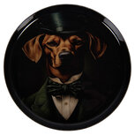 Clayre & Eef   | Onderzetter voor Glazen Zwart Groen ø 11x1 cm | 66418