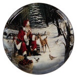 Clayre & Eef   | Onderzetter voor Glazen Grijs Rood ø 11x1 cm | 66420