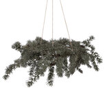 Clayre & Eef   | Kerstdecoratie Krans met LED Groen Bruin ø 60x8 cm / 3xAA | 50839